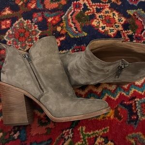 UGG Gray Heeled Suede Boots